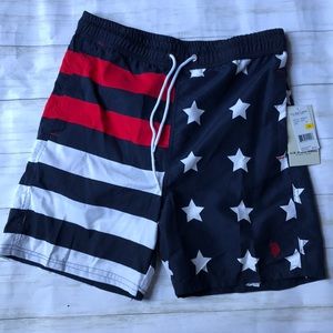 U.S. Polo Assn. Men’s Sz. Med Flag Swim Trunks